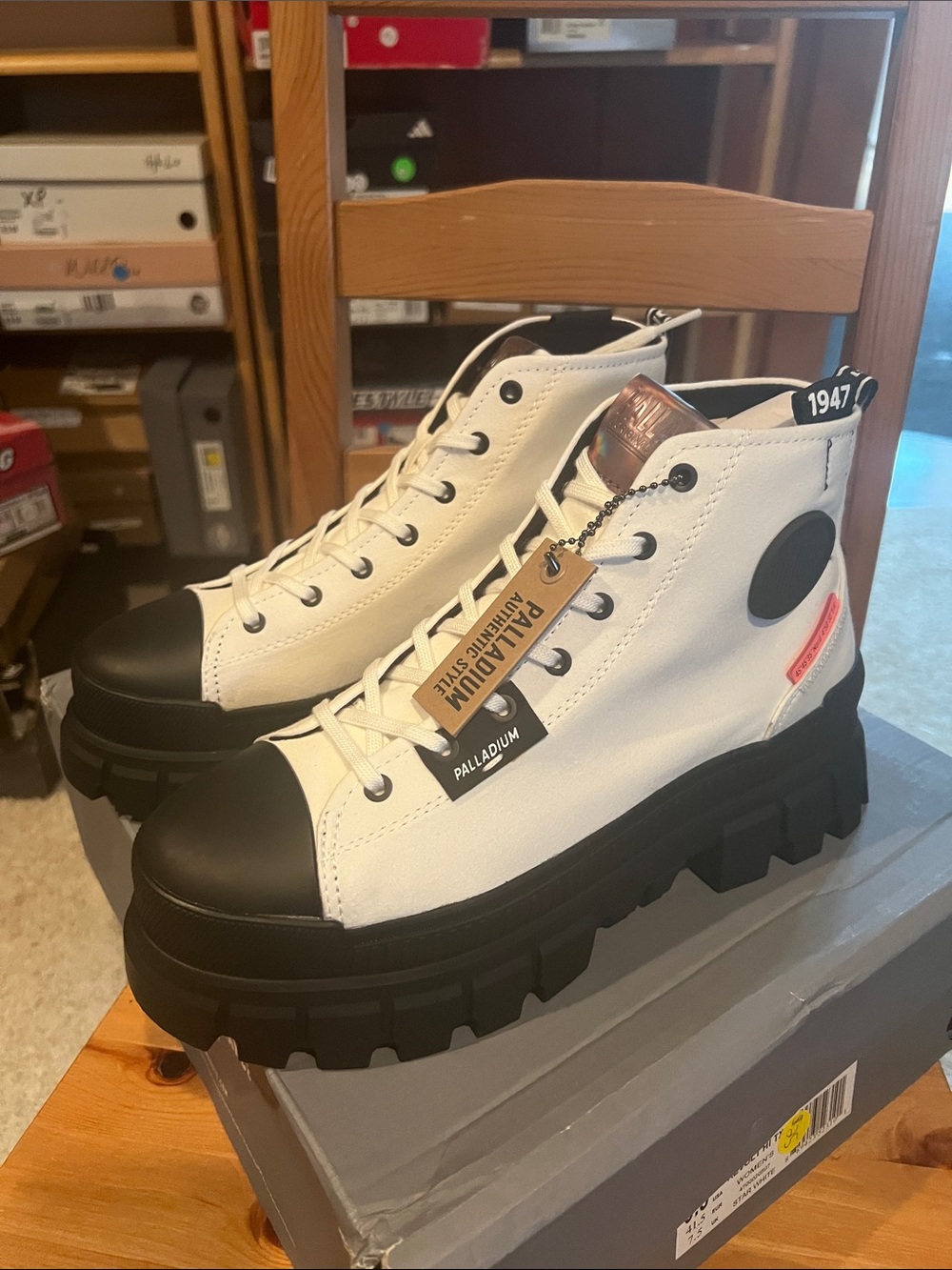 Palladium White & Black Platform High-Top Boots